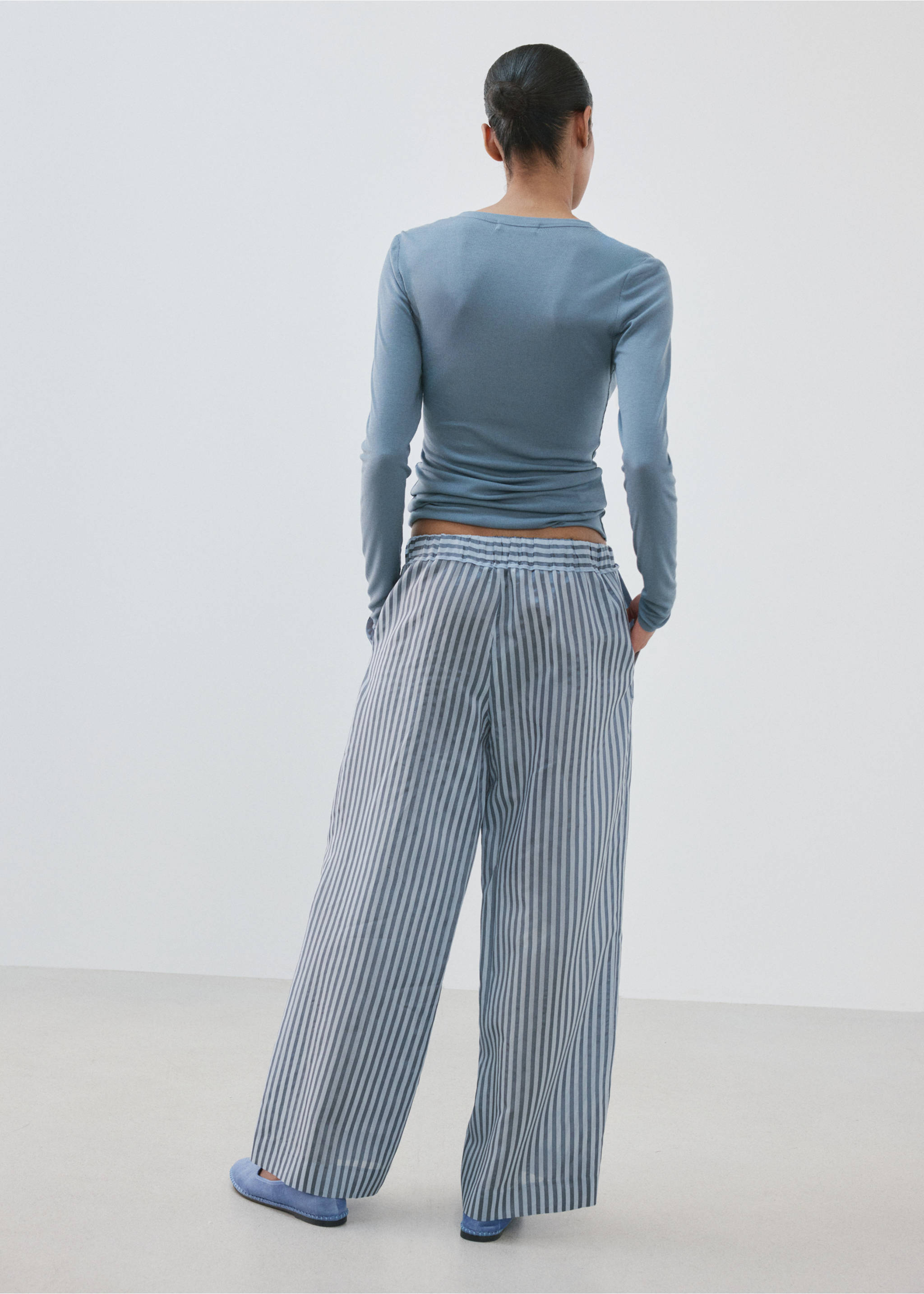 Striped pajama trousers - Reverse of the article, Blue. Ref: 37002923-00.