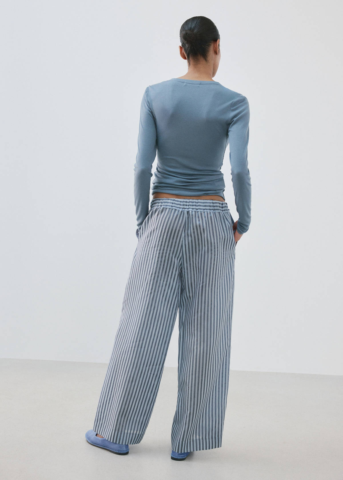 Silk blend striped pyjama bottoms — Blue