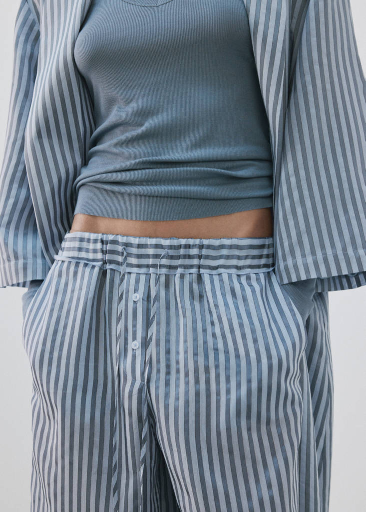 Silk blend striped pyjama bottoms — Blue