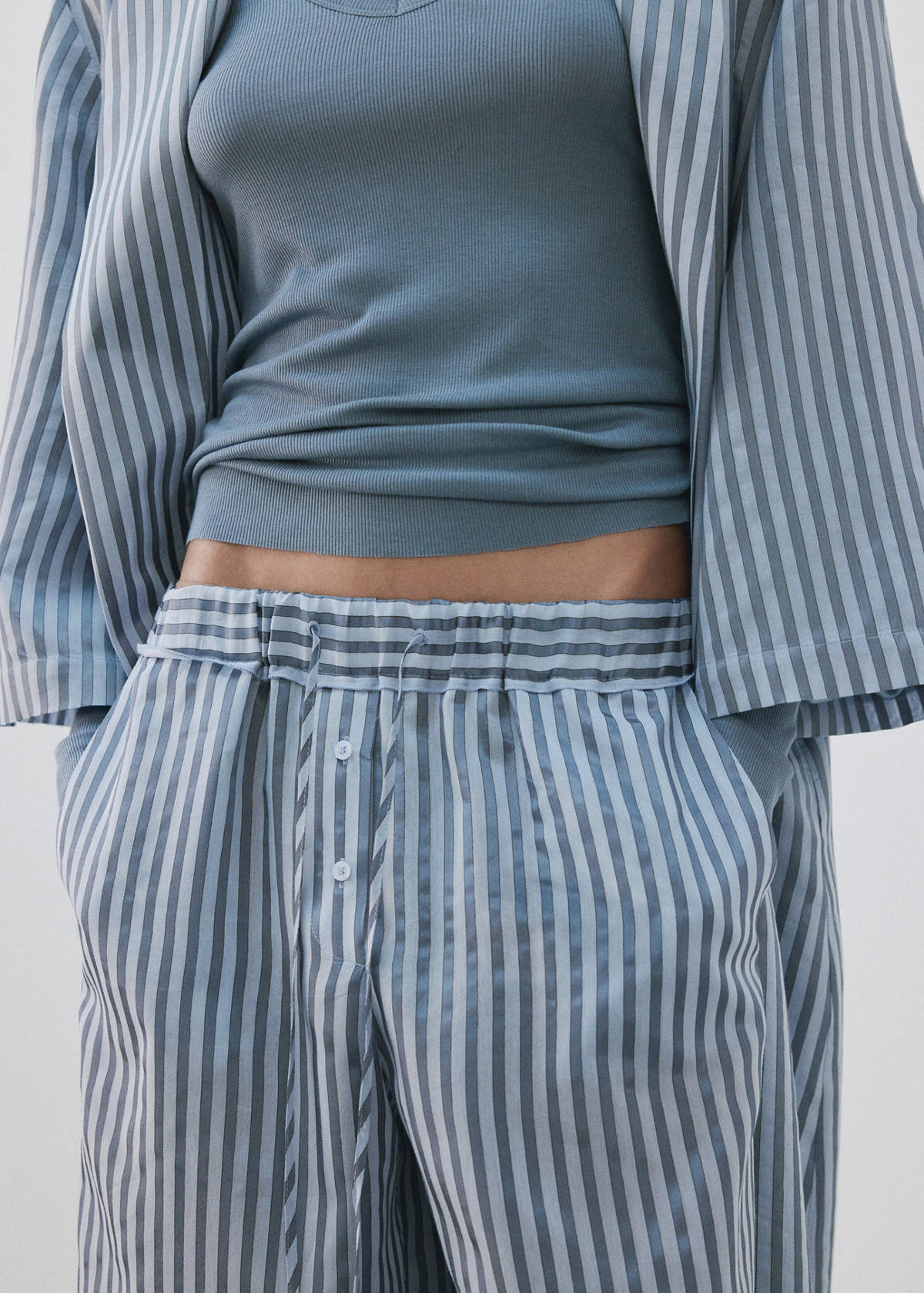 Silk blend striped pyjama bottoms — Blue