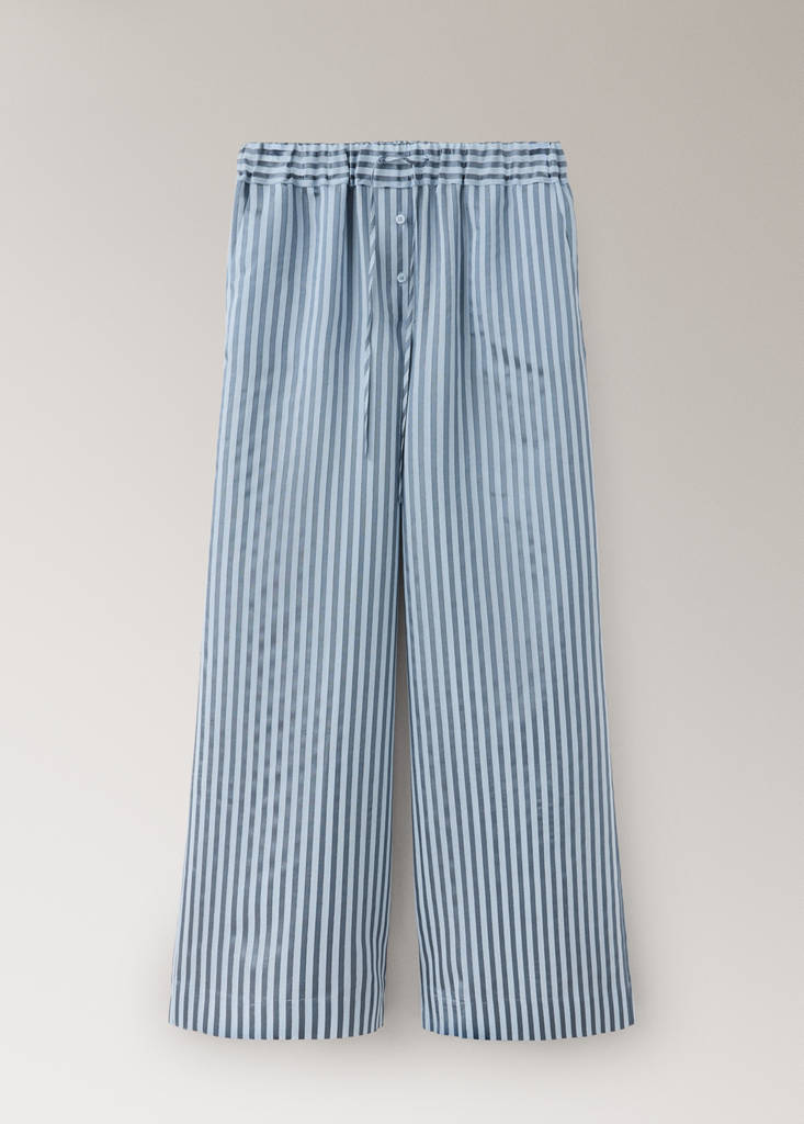 Silk blend striped pyjama bottoms — Blue