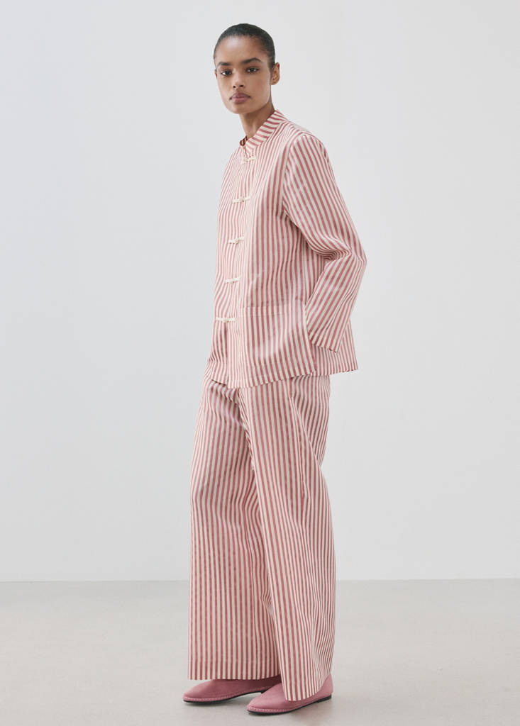 Silk blend striped pyjama bottoms — Pink
