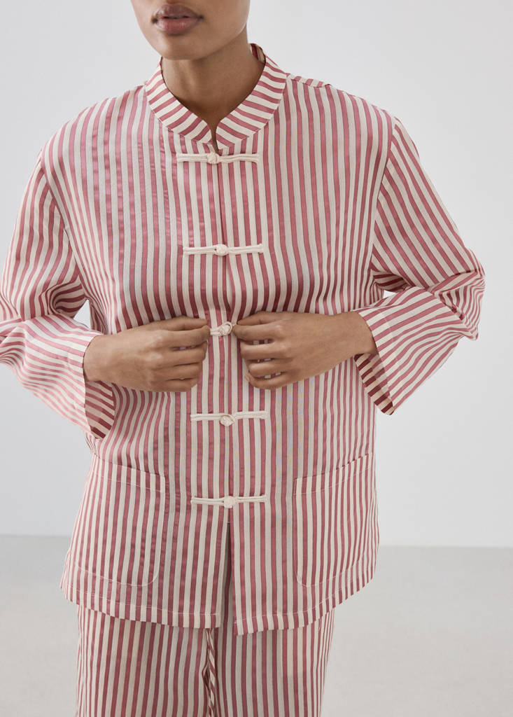 Silk blend striped pyjama bottoms — Pink