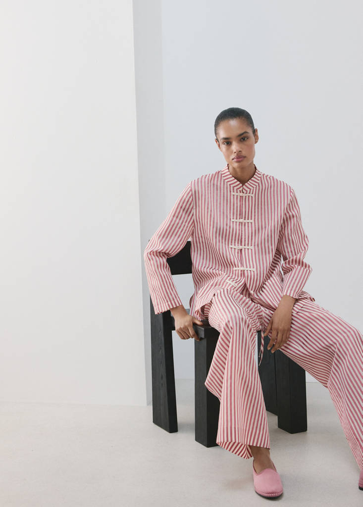 Silk blend striped pyjama bottoms — Pink
