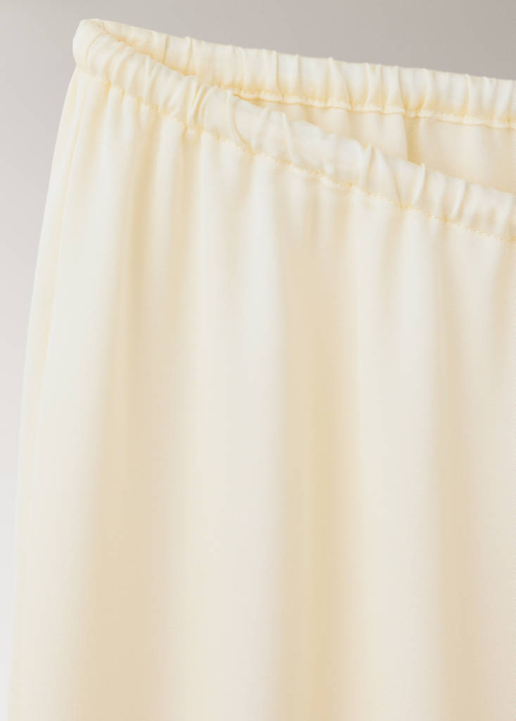 Satin viscose trousers with contrast pipping — Ivory White