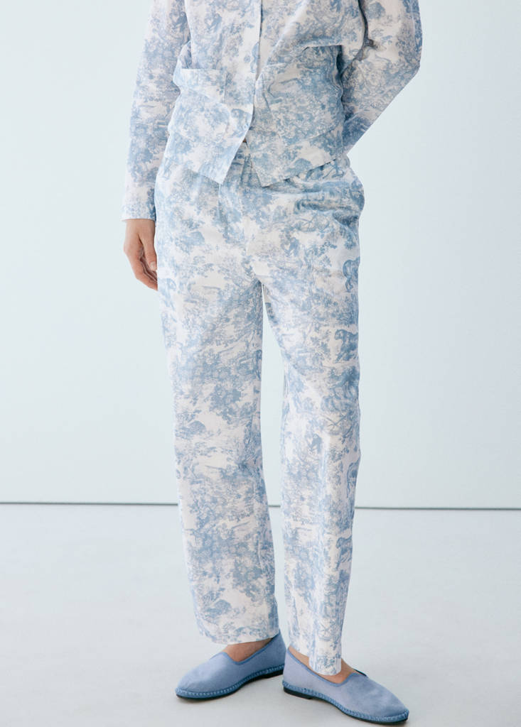 Printed cotton trousers — Blue