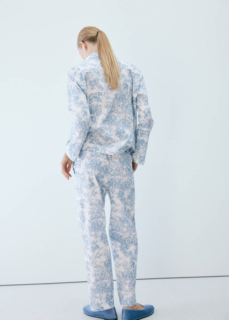 Printed cotton trousers — Blue