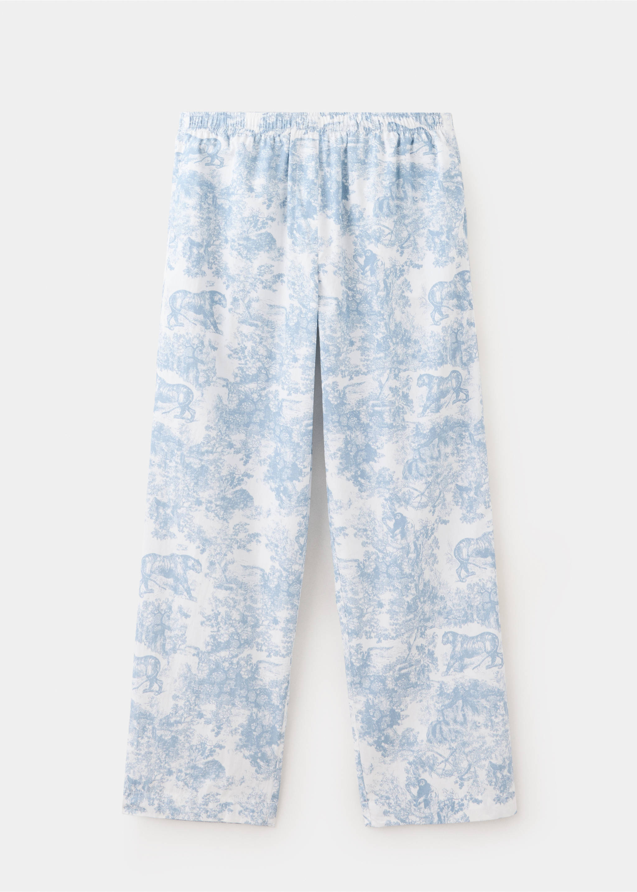 Printed cotton trousers - Article without model, Blue. Ref: 37002925-00.