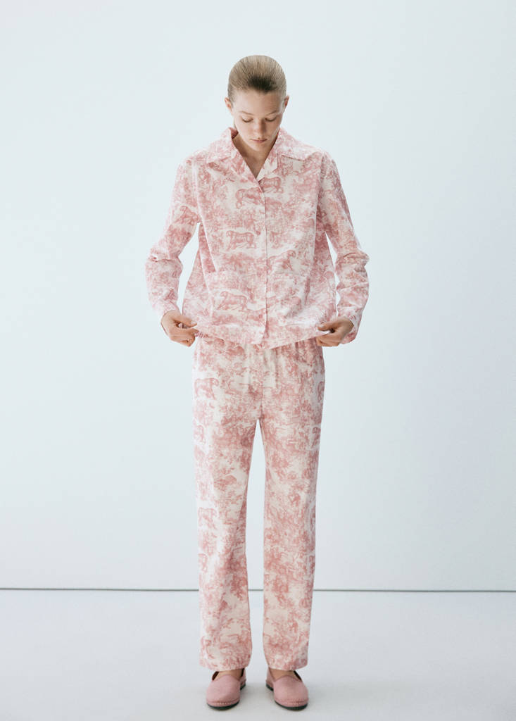 Printed cotton trousers — Pink