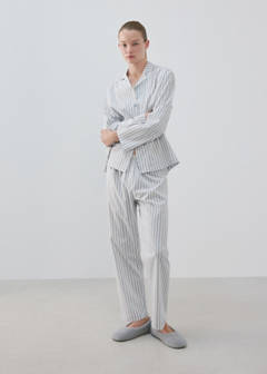 Striped cotton trousers — Blue 2