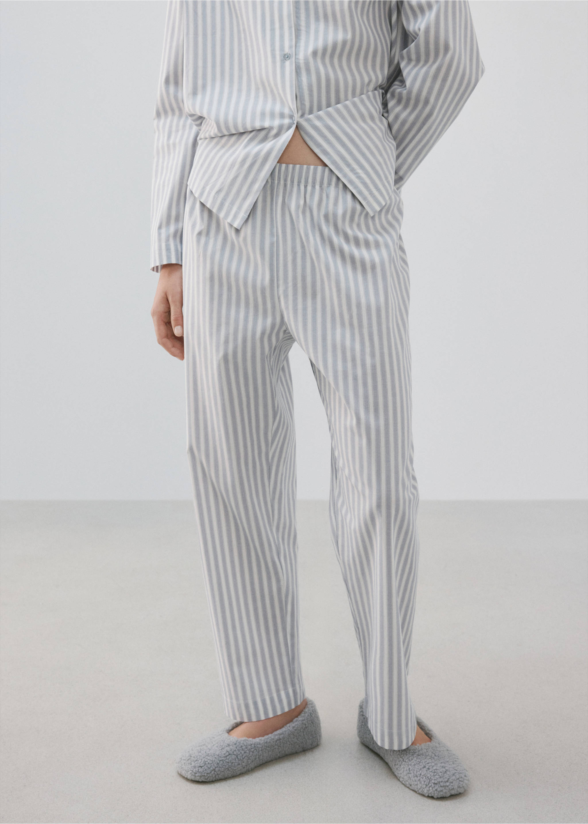 Striped cotton trousers - Medium plane, Blue. Ref: 37002926-00.