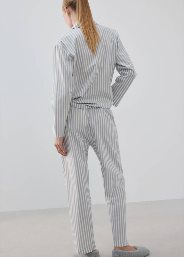 Striped cotton trousers — Blue