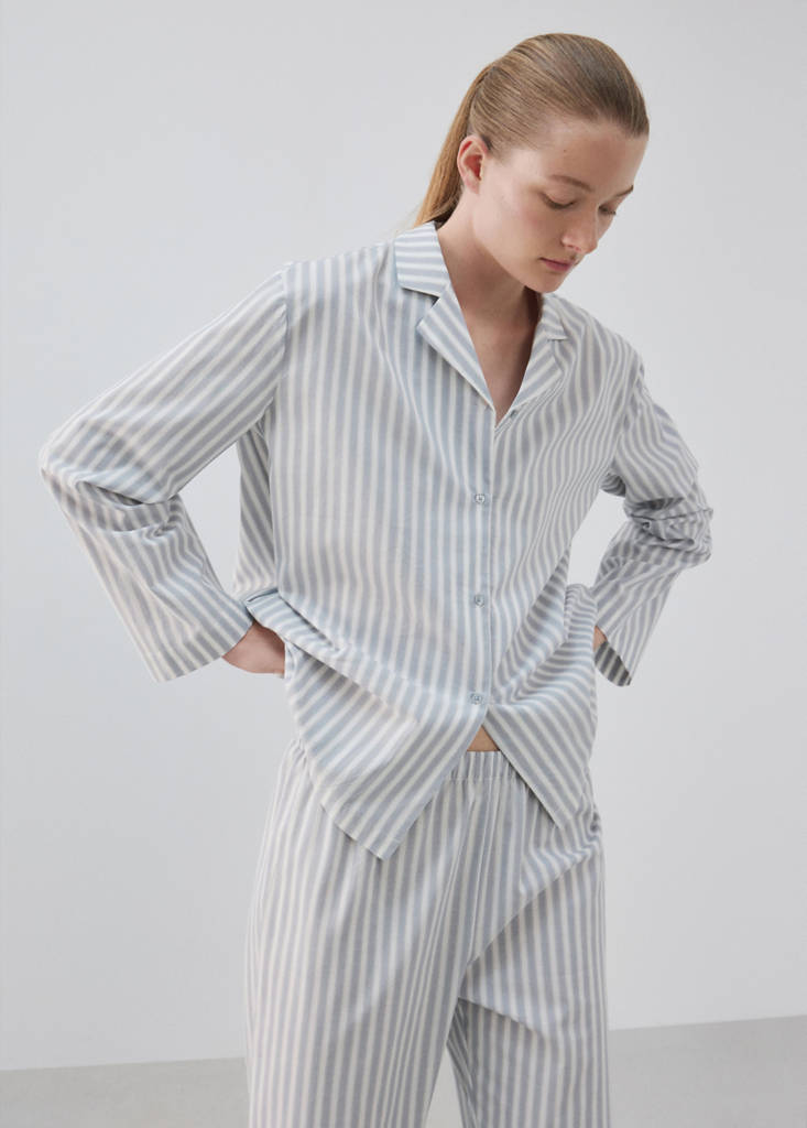 Striped cotton trousers — Blue