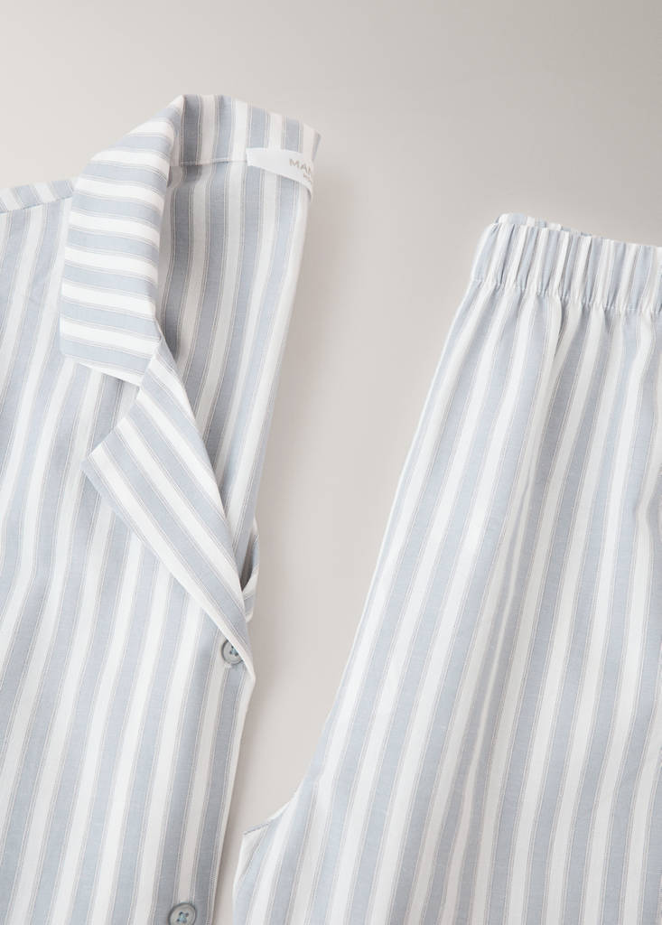 Striped cotton trousers — Blue