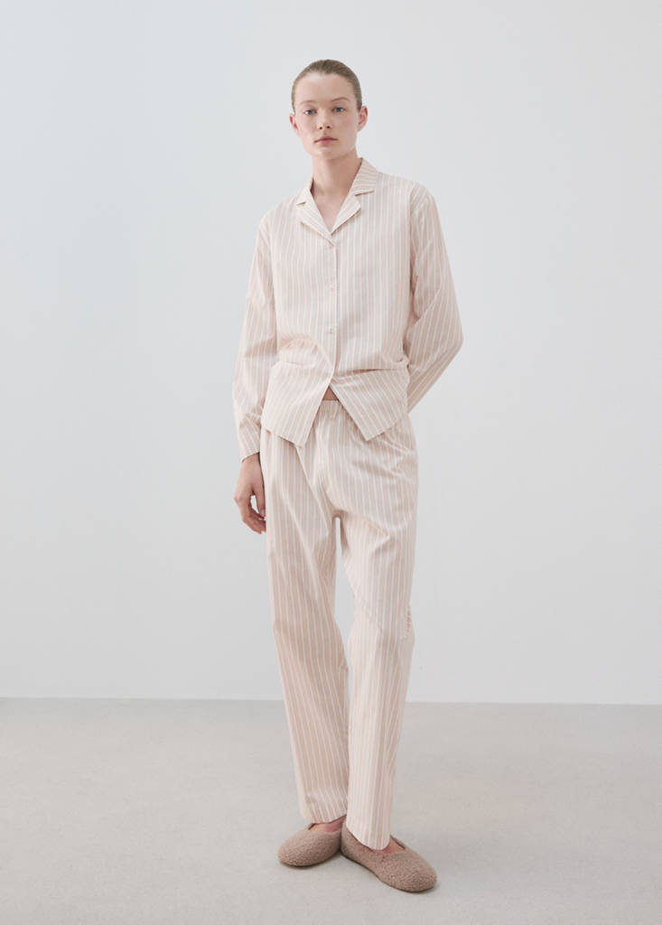 Striped cotton trousers — Pink