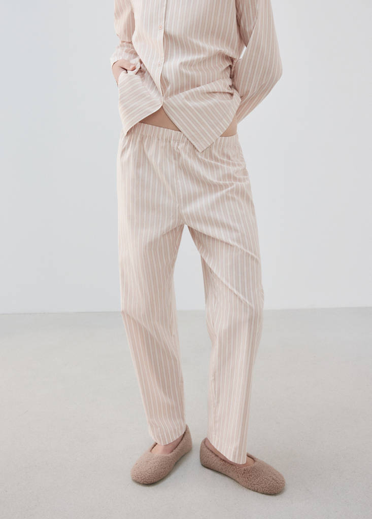 Striped cotton trousers — Pink
