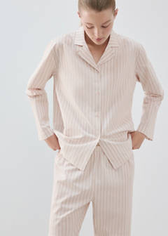 Striped cotton trousers — Pink 4
