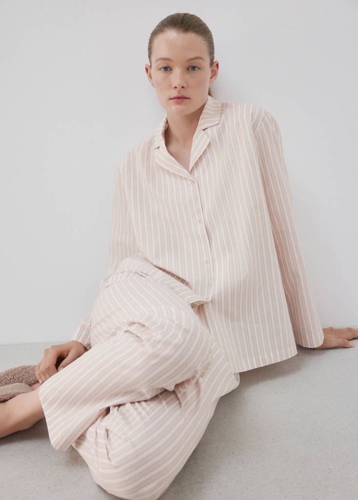 Striped cotton trousers — Pink