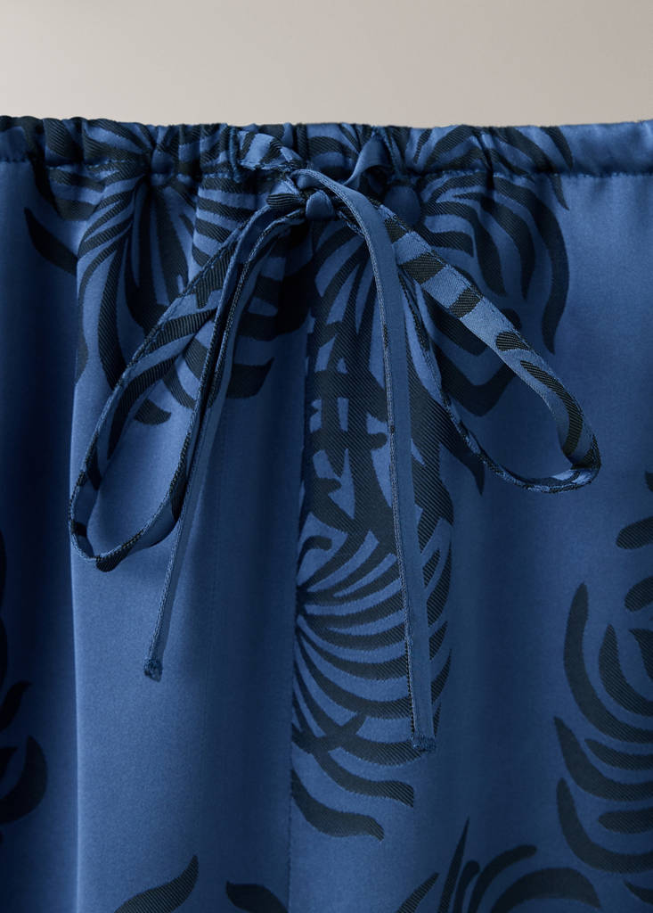 Satin jacquard trousers — Night Blue
