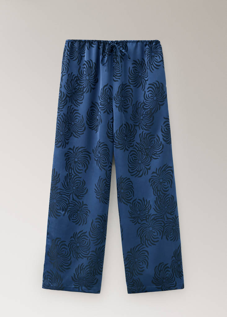 Satin jacquard trousers — Night Blue