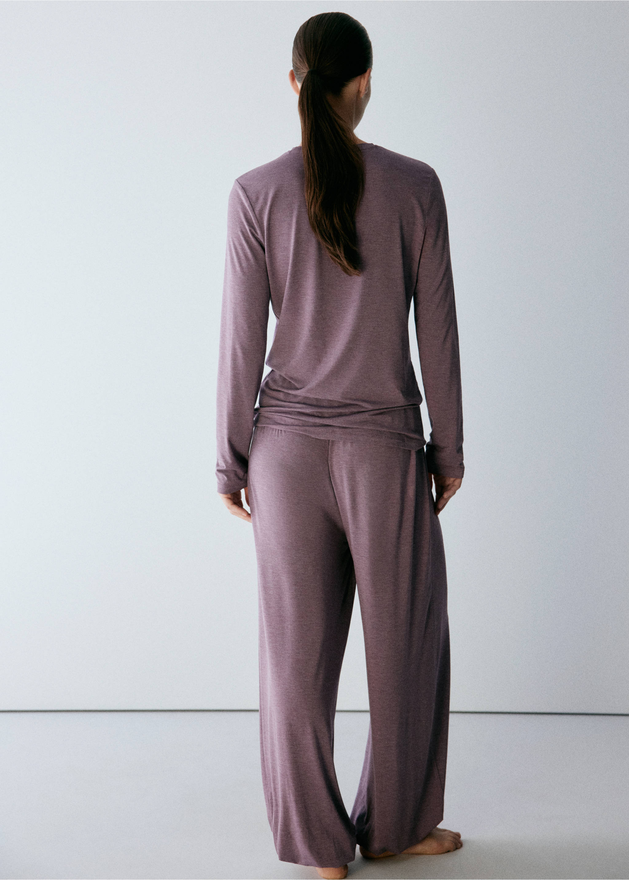 Back view of mauve pyjama trousers with a loose fit., Purple. Ref: 37002928-00.
