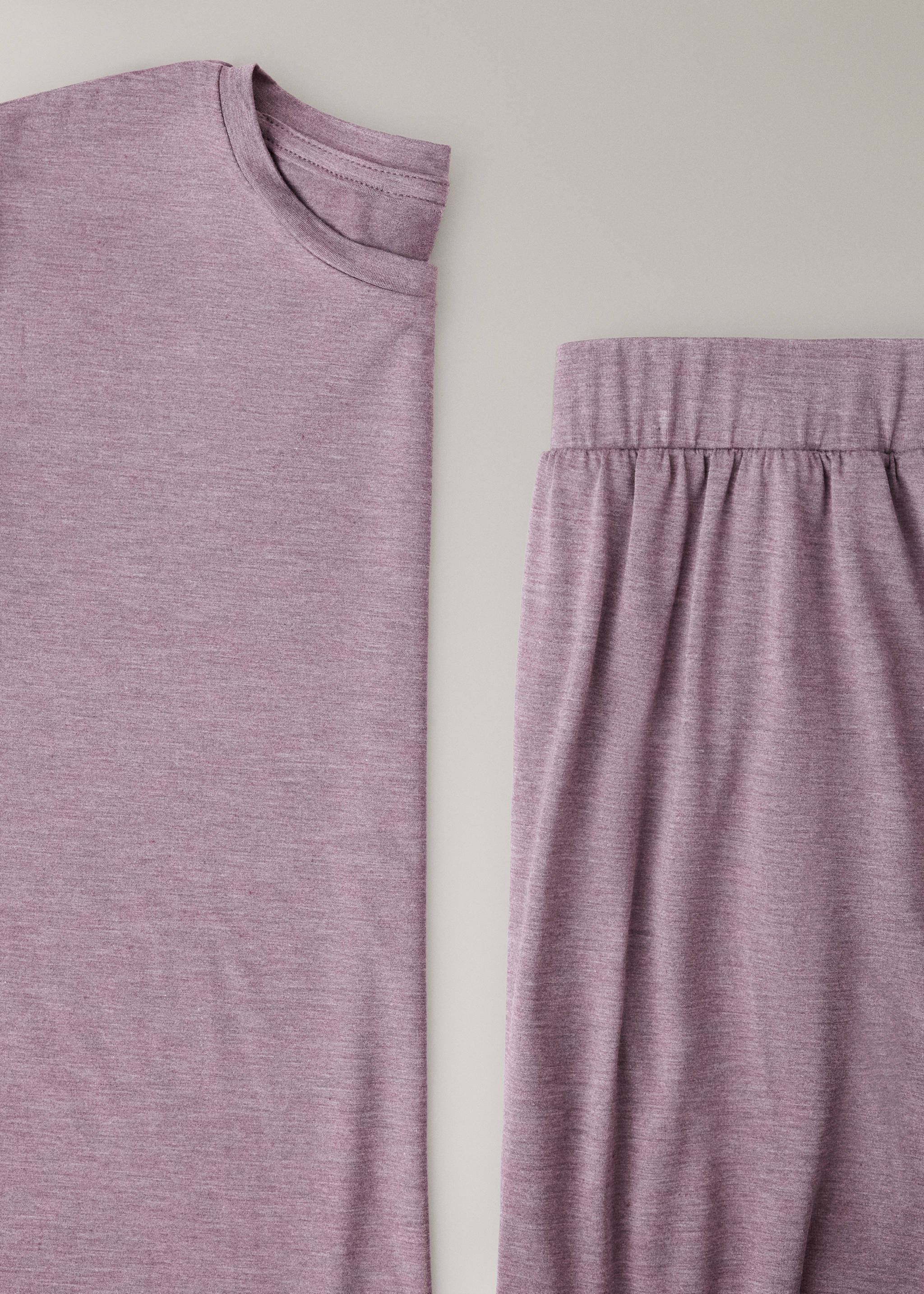 Mauve heathered pyjama trousers in a soft knit fabric with an elasticated waistband.
