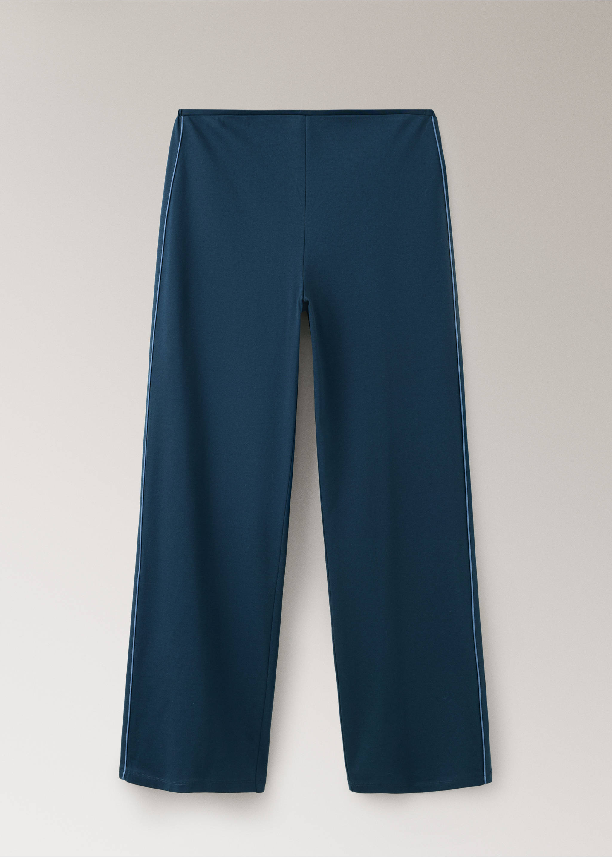 Dark teal straight-leg pyjama trousers with contrasting light blue side piping., Navy. Ref: 37002929-00.