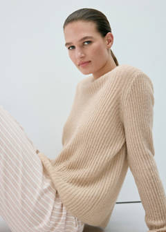 Knitted ribbed sweater — Beige 5