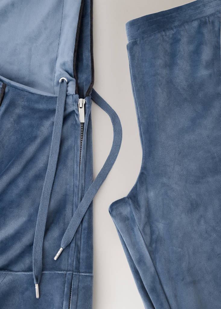 Soft-touch velour trousers — Navy