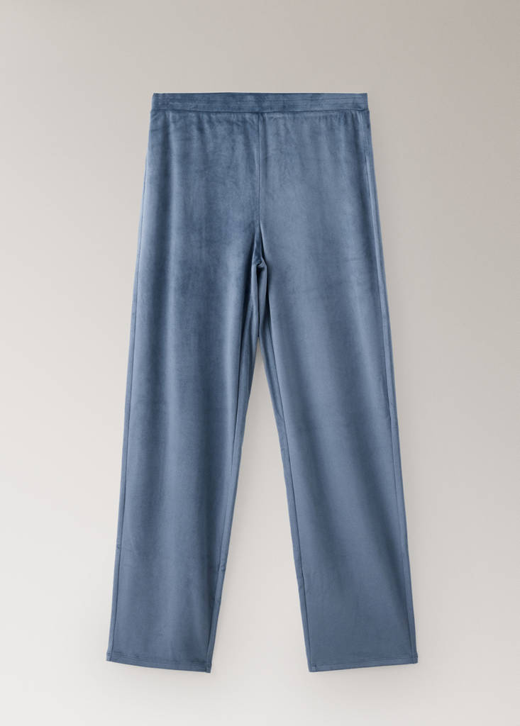 Soft-touch velour trousers — Navy