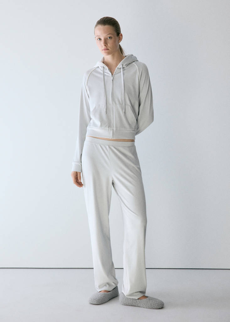Soft-touch velour trousers — Grey