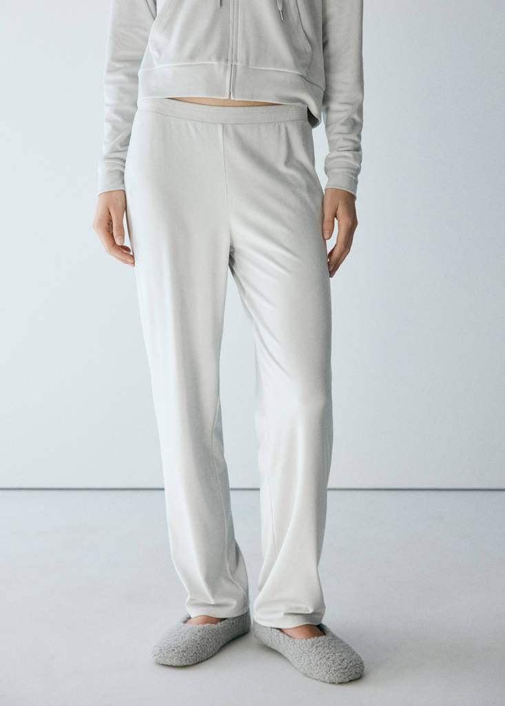 Soft-touch velour trousers — Grey