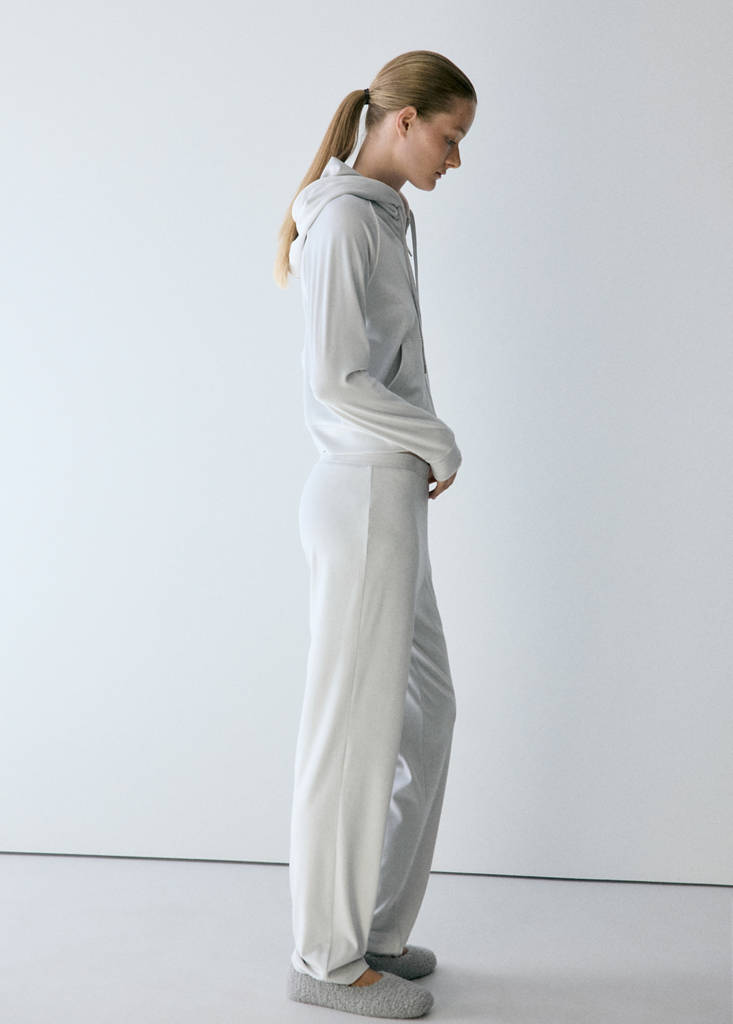 Soft-touch velour trousers — Grey