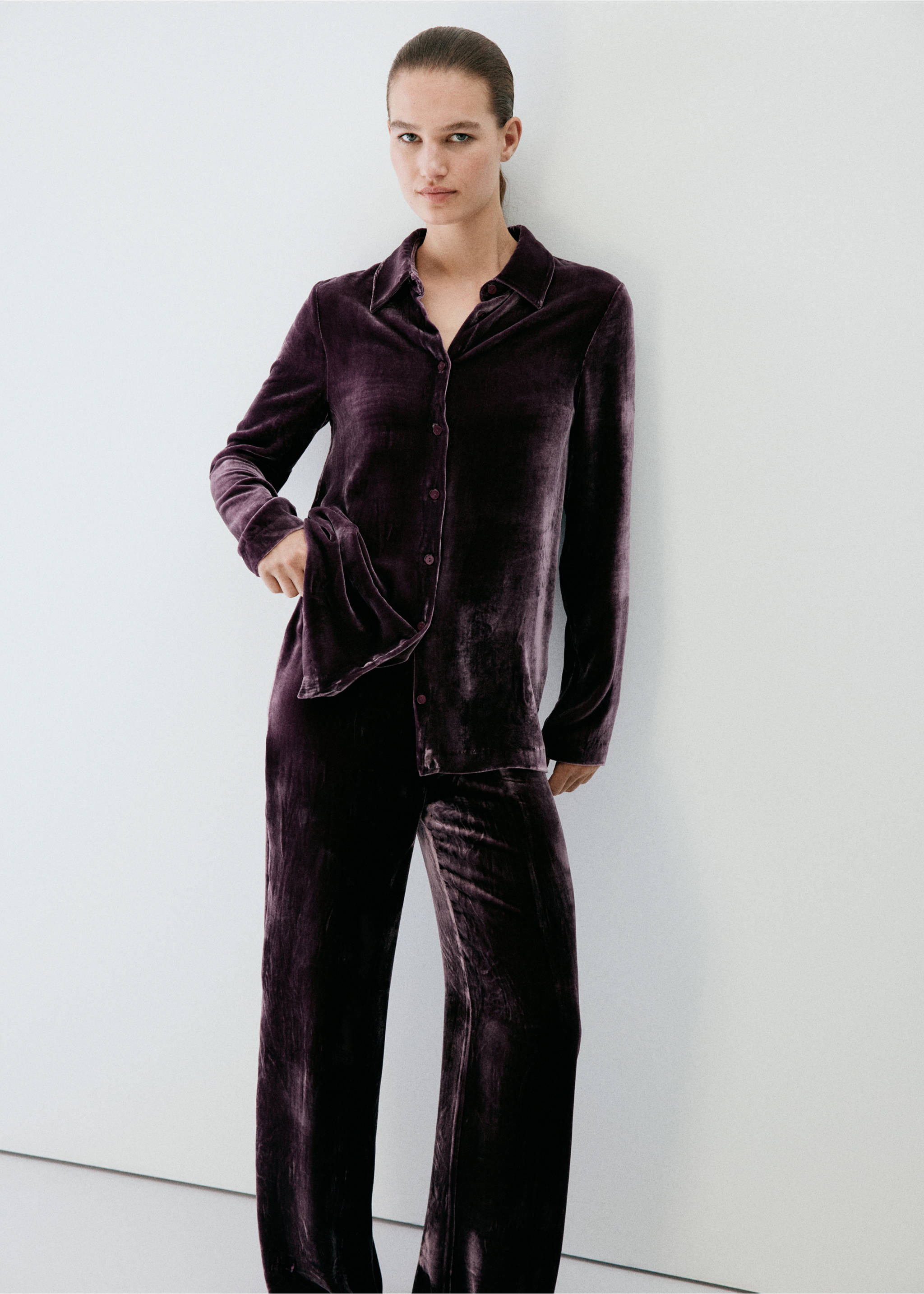 Pantalon de pyjama en mélange de soie - Détail de l'article 1, Violet. Ref: 37002932-00.