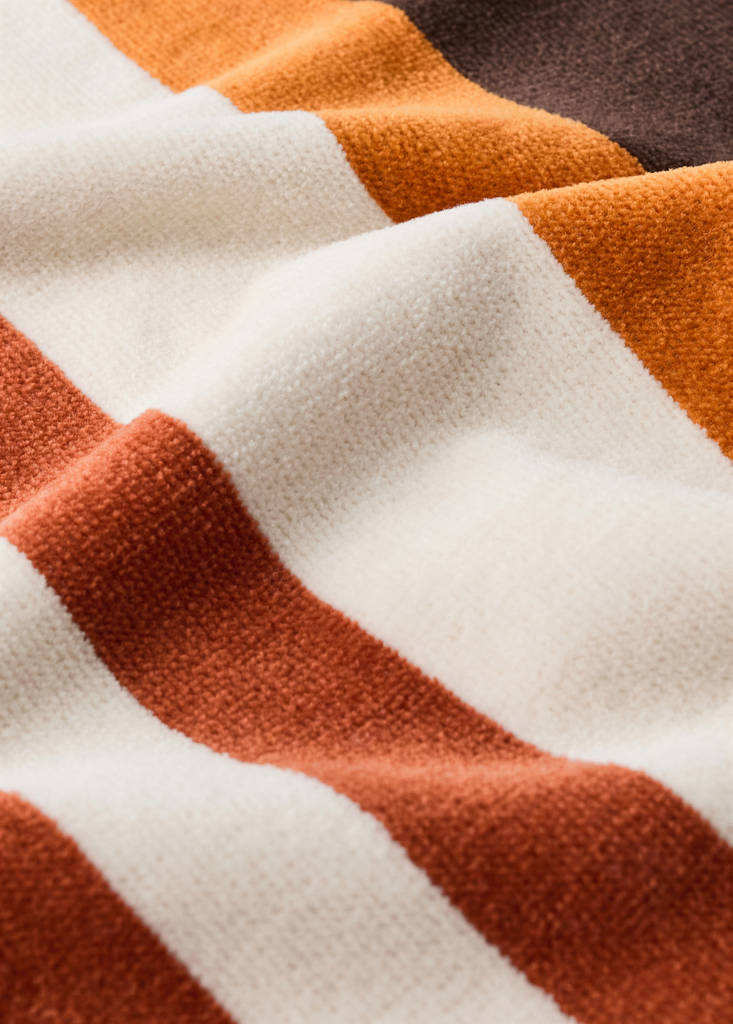 Velour cotton striped guest towel — Tobacco Brown