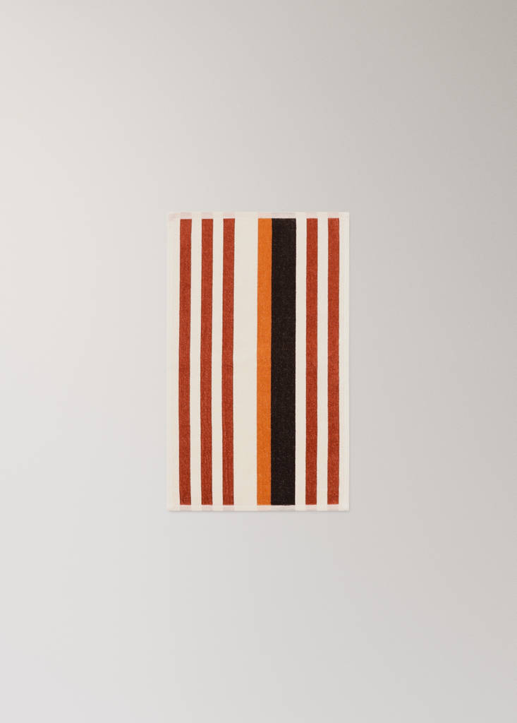 Velour cotton striped guest towel — Tobacco Brown