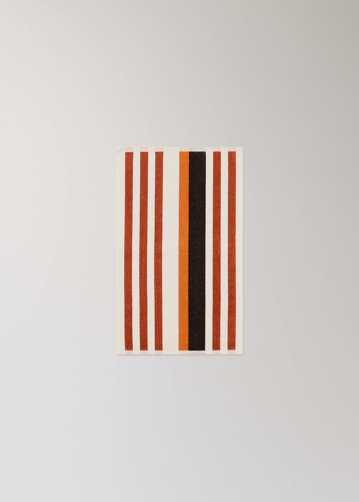 Velour cotton striped guest towel — Tobacco Brown