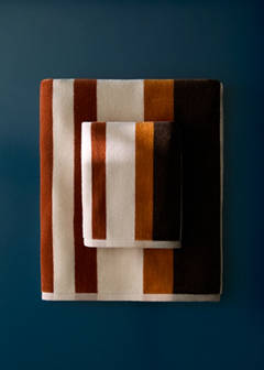Velour cotton striped washbasin towel — Tobacco Brown 1
