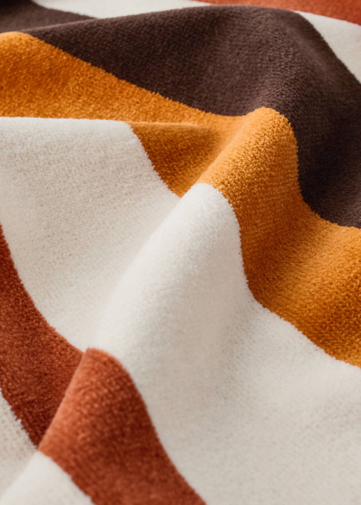 Velour cotton striped washbasin towel — Tobacco Brown