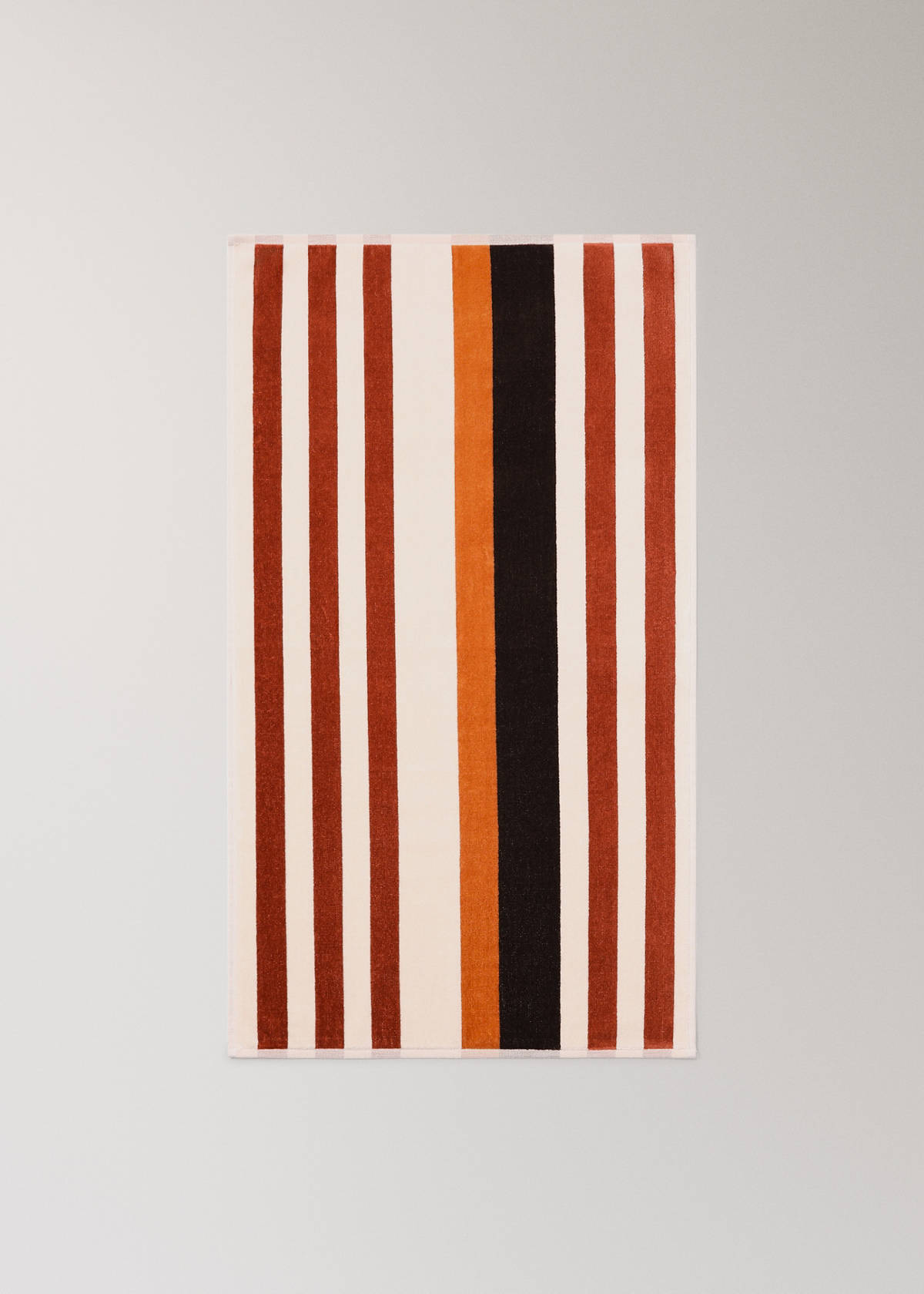 Velour cotton striped washbasin towel — Tobacco Brown