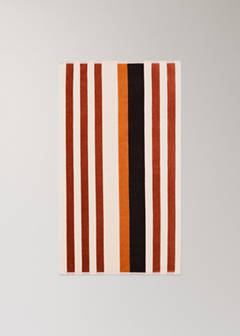 Velour cotton striped washbasin towel — Tobacco Brown 4