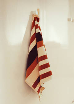 Velour cotton striped washbasin towel — Tobacco Brown 5