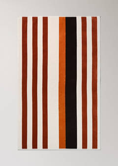 Striped cotton velour bath towel — Tobacco Brown 4