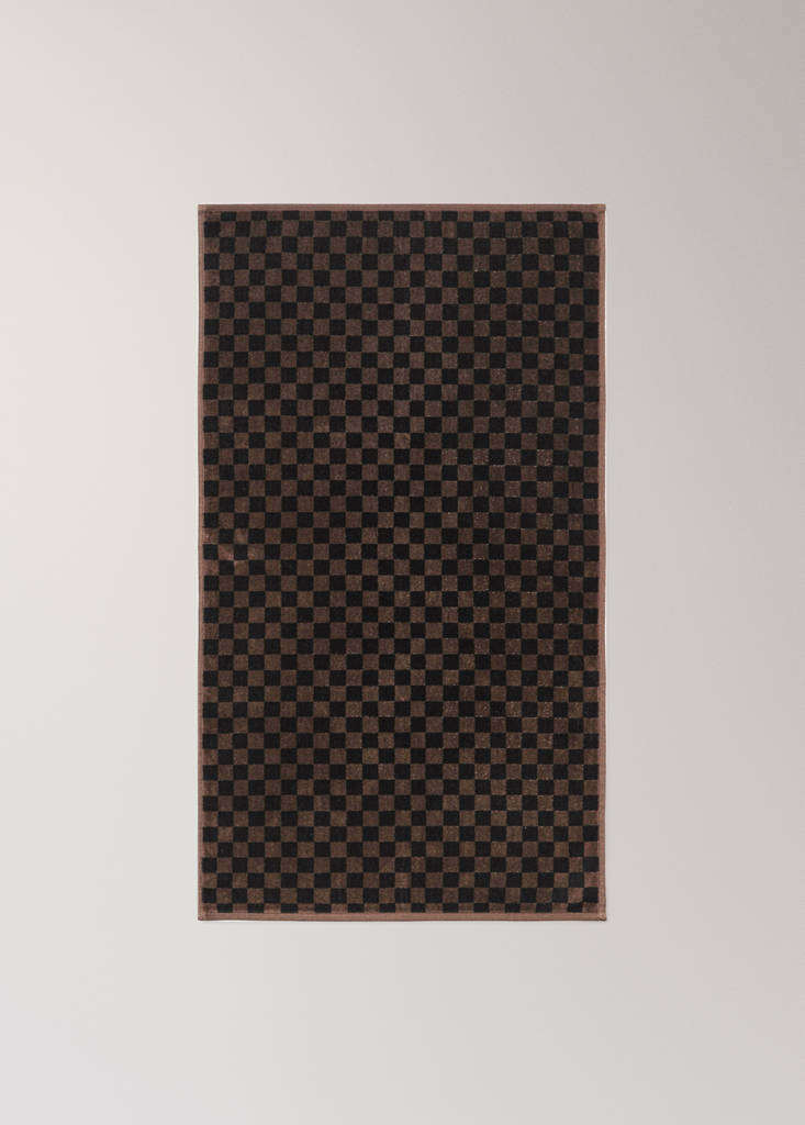 Checked cotton velour washbasin towel - thumbnail 5