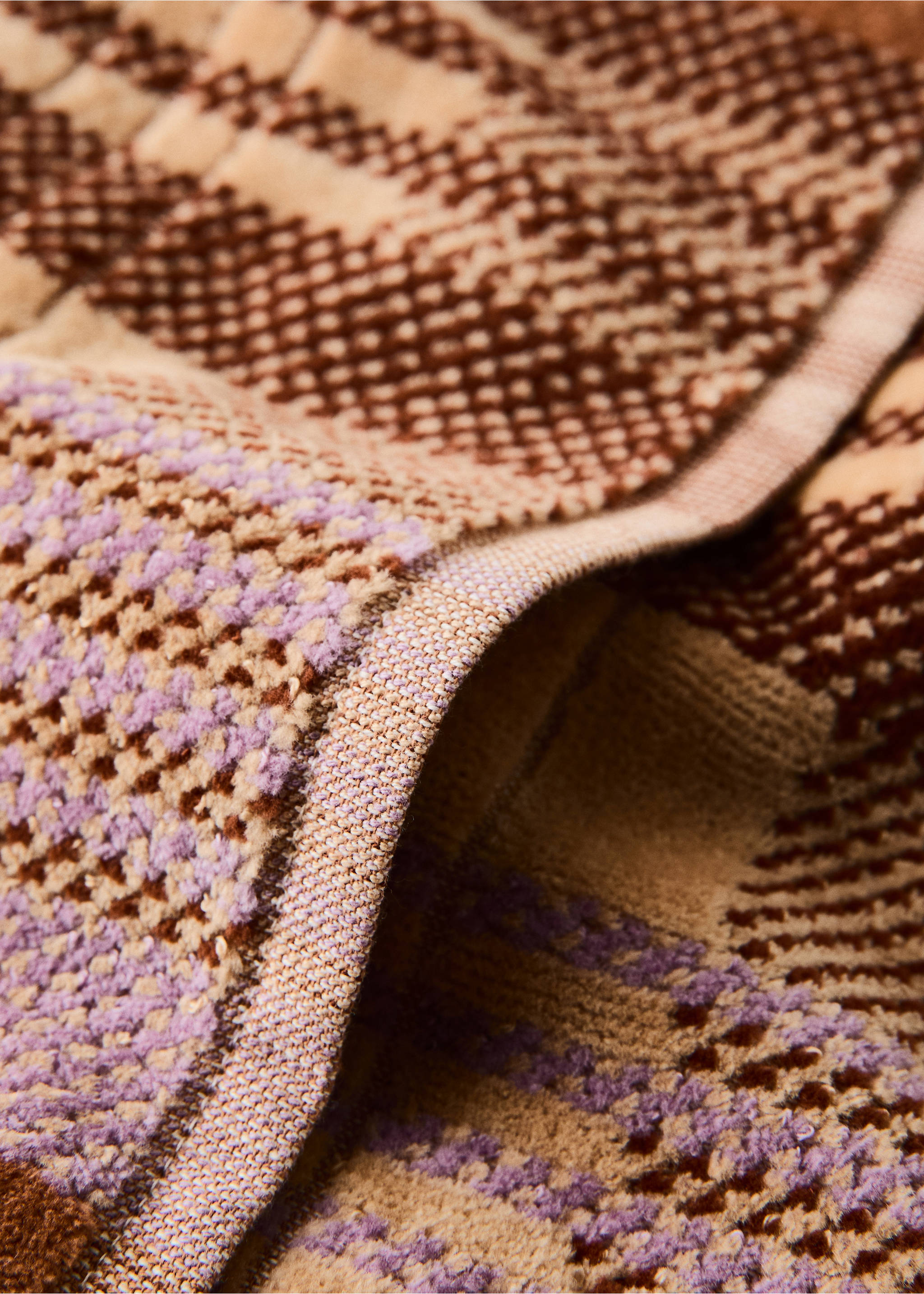 Cotton guest towel with stripes - Details of the article 1, Tobacco Brown. Ref: 37002940-00.