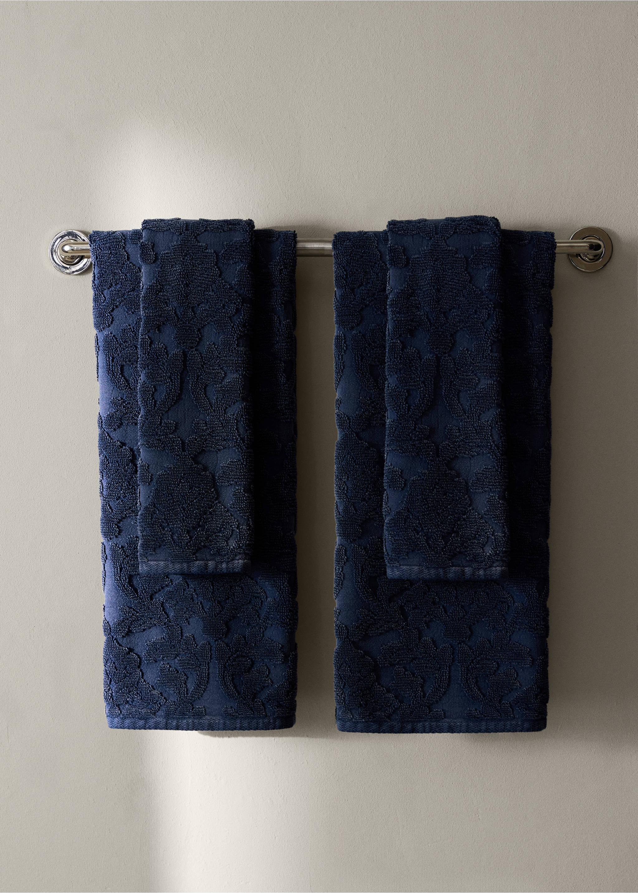 Handtuch aus Jacquard-Baumwolle - Allgemeine Ansicht, Indigoblau. Ref: 37002950-00.