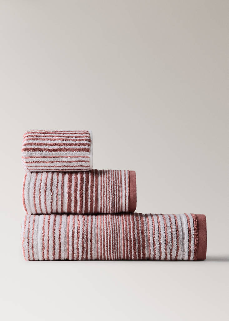 Cotton washbasin towel with stripes - thumbnail 2