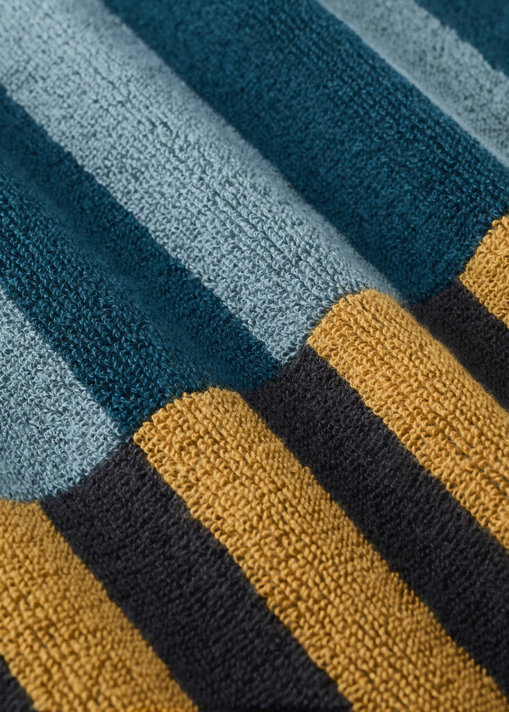 Multicoloured striped cotton guest towel — Blue
