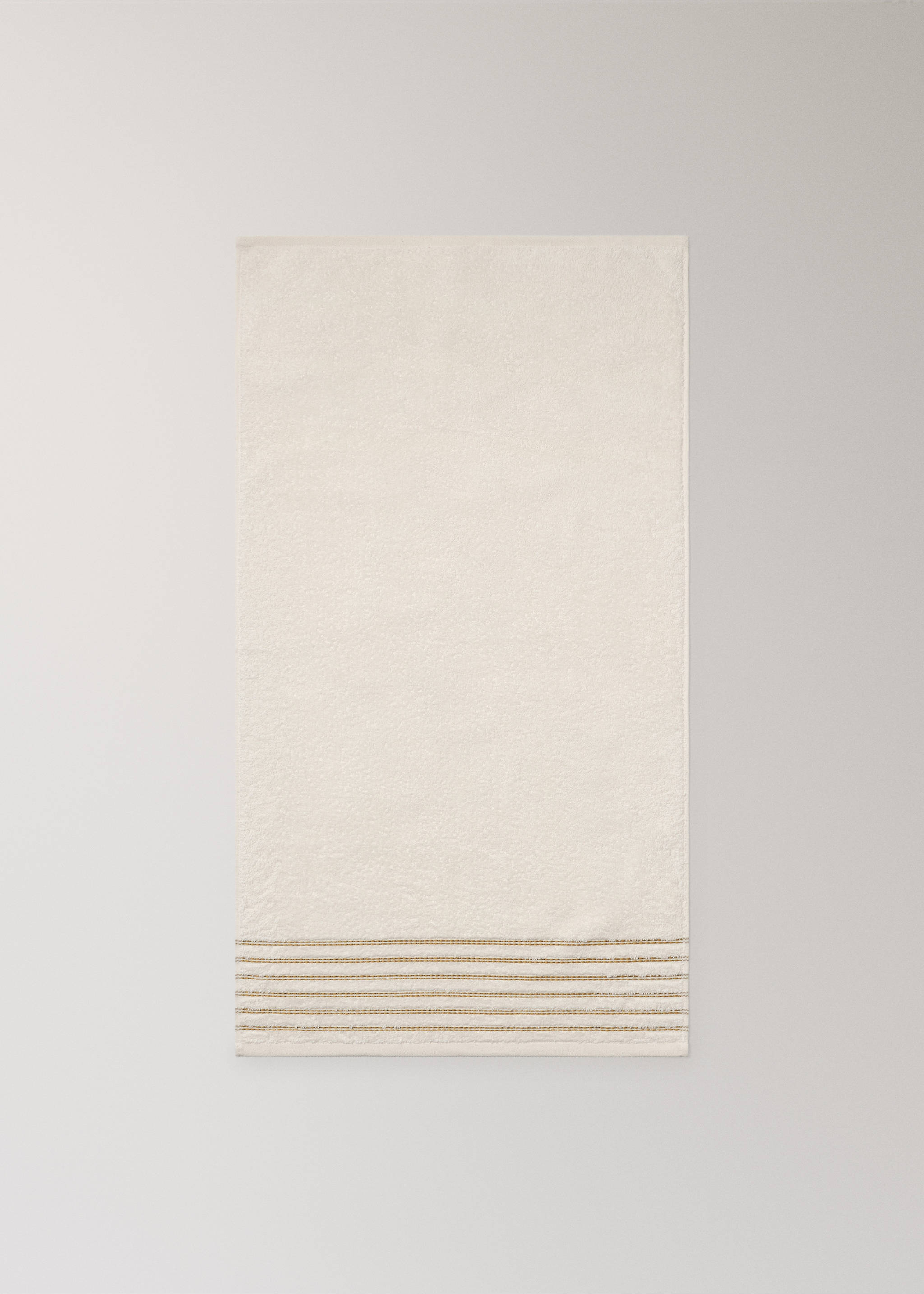Cotton washbasin towel with contrast detail - Details of the article 3, Off White. Ref: 37002960-00.
