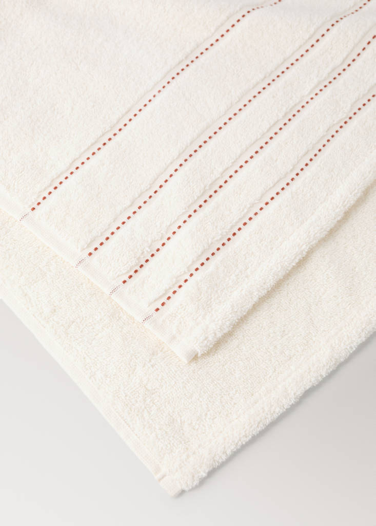 Cotton hand towel with topstitching - thumbnail 3